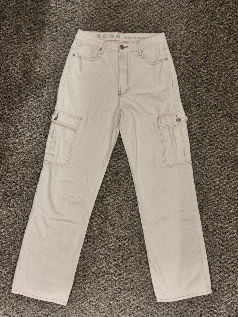 90s Boyfriend Cargo Jeans Off White Cream Size 9/29 SONG